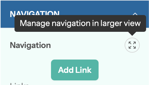 A screenshot which shows the expand navigation button.